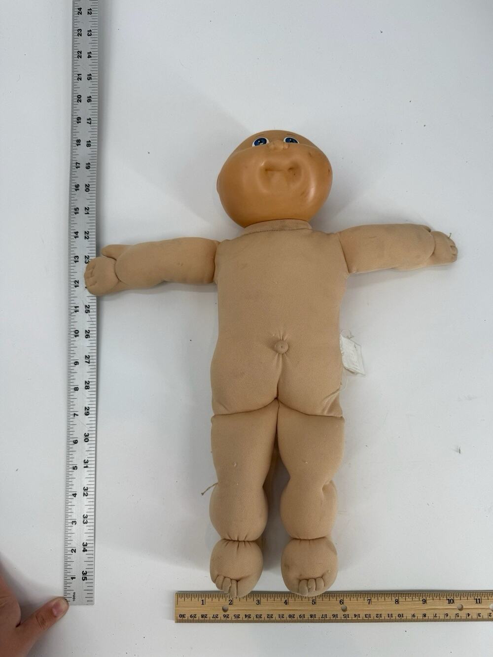 Cabbage Patch Kids Baby Doll Bald No Hair Blue Eyes 1978,1982 No Clothes 14in